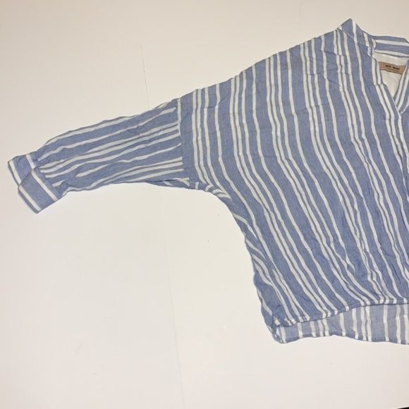 Mos Mosh Blue and White Striped Linen Shirt - Women’s Size Large - Picture 2 of 10